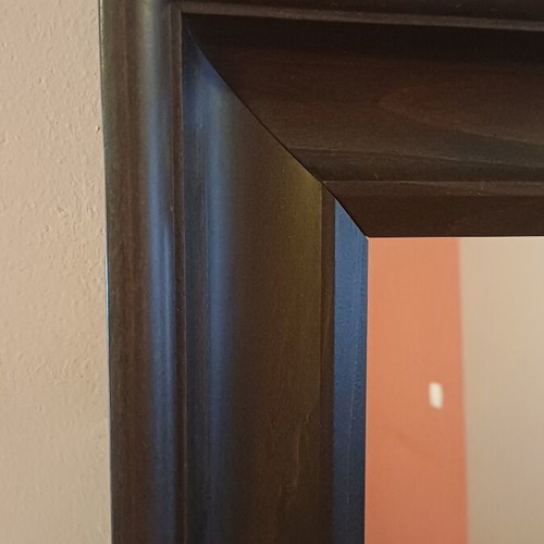 Large wall mirror with dark wooden frame like new