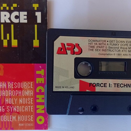Techno music vinyl record and cassette used, authentic