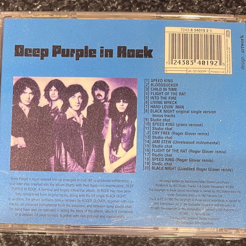 Deep Purple In Rock CD like new, rock genre
