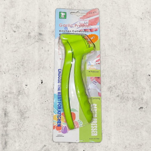 Garlic presser green, ergonomic handle, pack of 3
