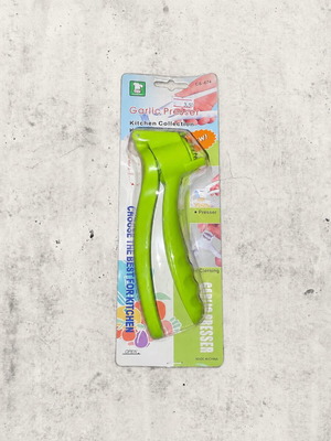 Garlic presser green, ergonomic handle, pack of 3