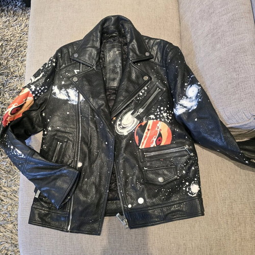 Koyorogi leather jacket used, black, vintage handmade