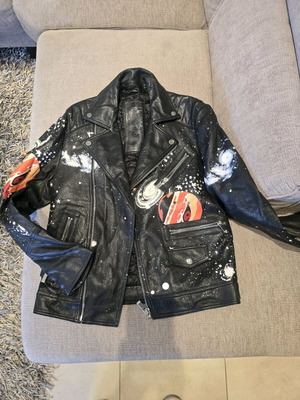 Koyorogi leather jacket used, black, vintage handmade