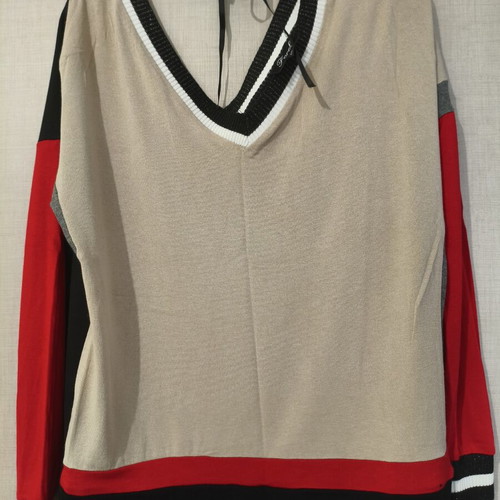 Forel women's knit sweater colorblock size M new