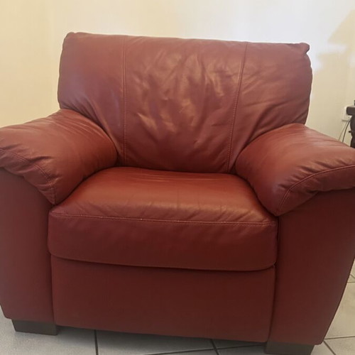 Leather armchairs like new, set of 2, burgundy