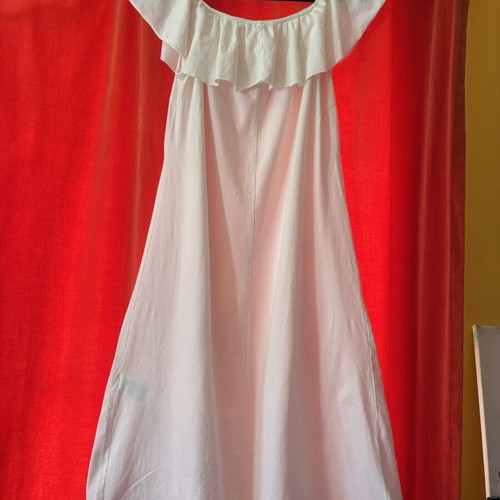Susy Mix Off-White Midi Dress New 100% Cotton Made in Italy