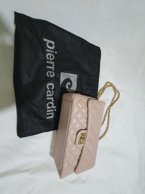 Pierre Cardin leather shoulder bag beige-light pink new