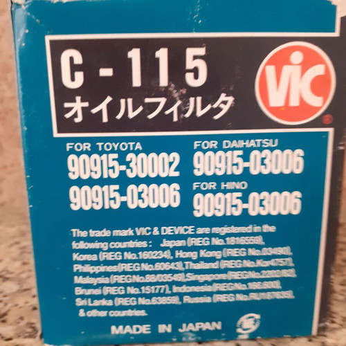 Vic C-115 oil filter new for Toyota and Daihatsu