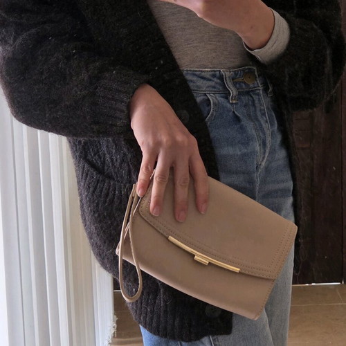 Aldo nude clutch bag used with gold-tone detail