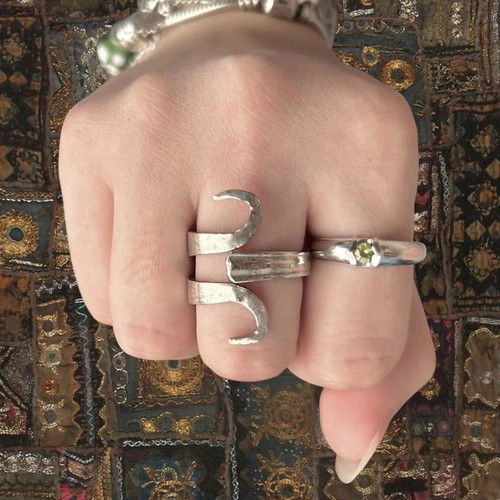 Handcrafted ring made from repurposed silverware, refurbished, size 9 US