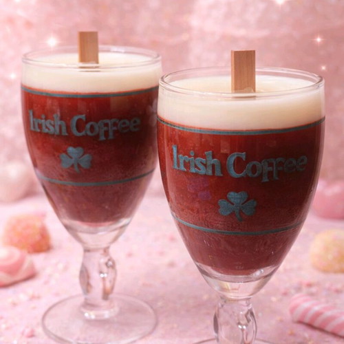 Handmade scented candles in Irish Coffee glass, set of 2