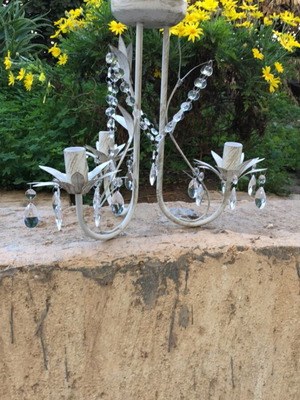 Chandelier three-light vintage beige gold new