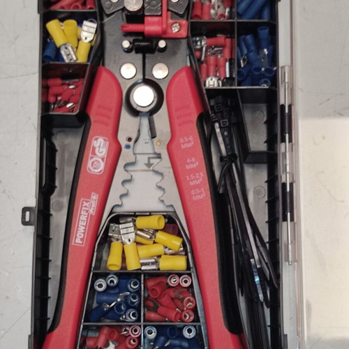 Powerfix crimping tool set with terminals like new