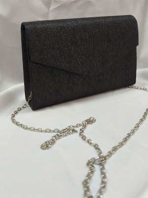Shoulder bag black with glitter and silver chain new