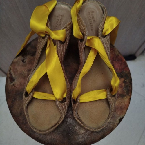 Bonatti platform shoes used, size 36, yellow satin ribbon