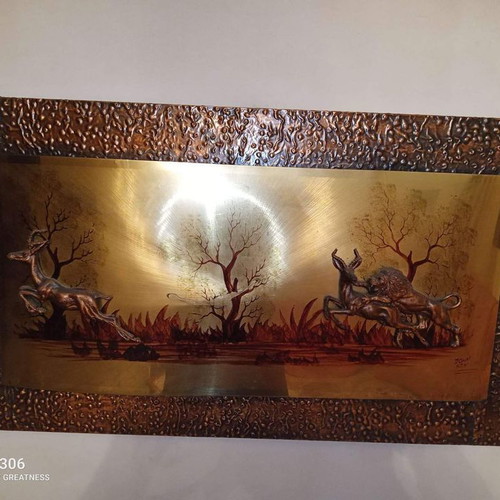 Chalcography painting used with deer motif