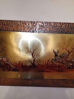 Chalcography painting used with deer motif