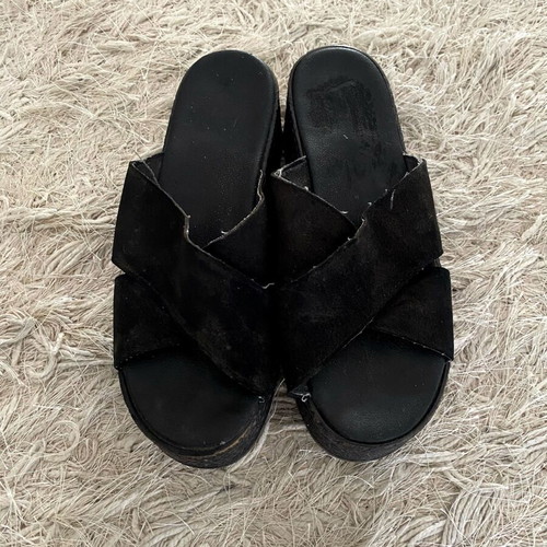 Black Suede Platform Mules like new, size 37
