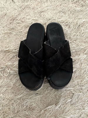 Black Suede Platform Mules like new, size 37