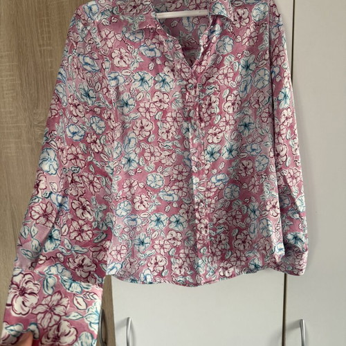 Zara large satin floral pink shirt