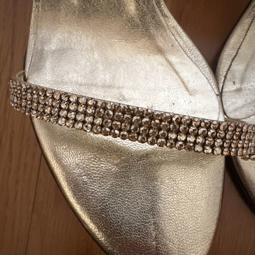 Juliette Paris gold sandals with rhinestones size 39 used