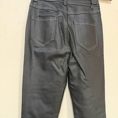 Black leather flare pants Shein like new with white details