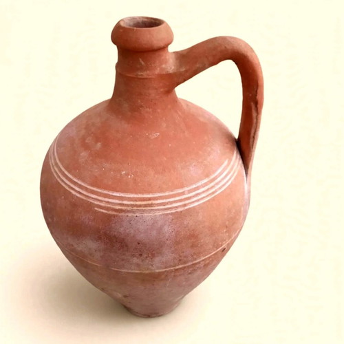 Authentic Refugee Clay Botza 1920 Kavala used, handmade red clay