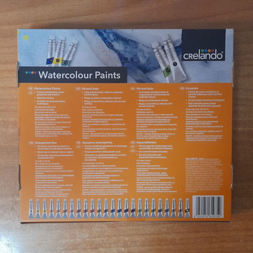 Crelando Watercolour Paints set, 24 tubes of 18 ml, sealed