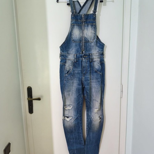 Denim overalls distressed look, size XS-S, like new
