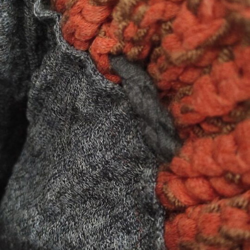 Knitted backpack like new, orange with leather hamsa detail