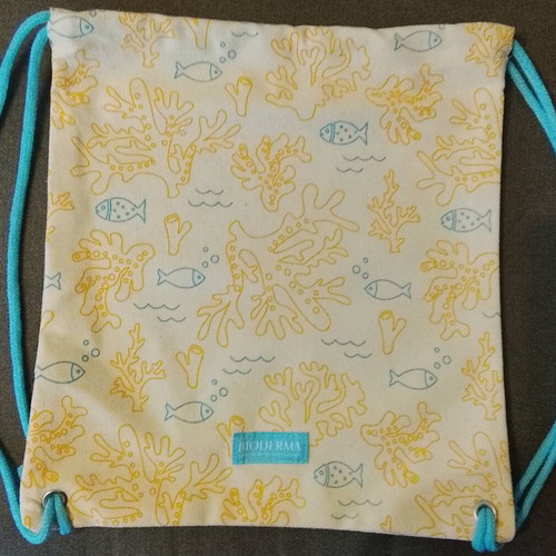 Bioderma beach backpack new, cotton, yellow and turquoise