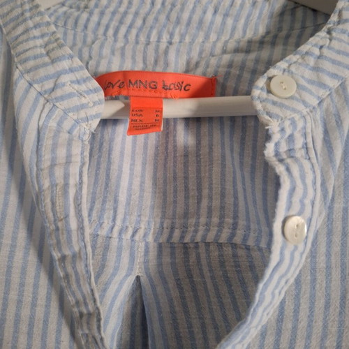 Mango women's shirt used, size M, long sleeve, white and blue