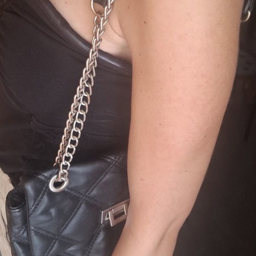 Black Quilted Shoulder Bag with Silver Chain like new