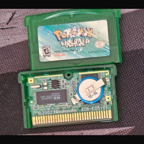 Pokémon Emerald USA cartridge used with rare save file