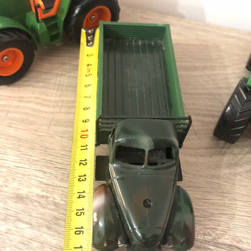 Iron toy cars two tractors and truck in excellent condition