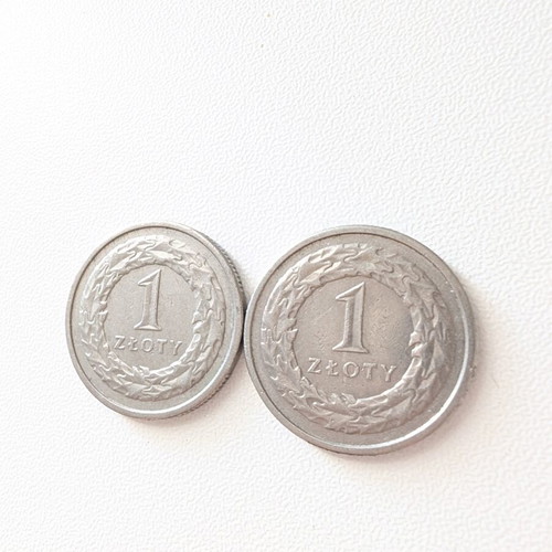 Polish 1 Złoty coins used, 1992 and 1994 set of 2