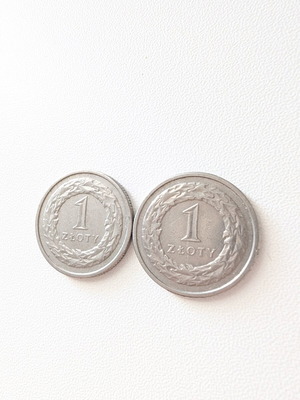 Polish 1 Złoty coins used, 1992 and 1994 set of 2