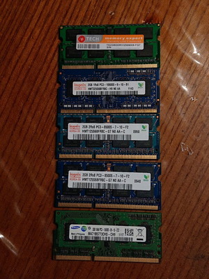 RAM DRAM SODIMM DDR DDR2 DDR3 memories used