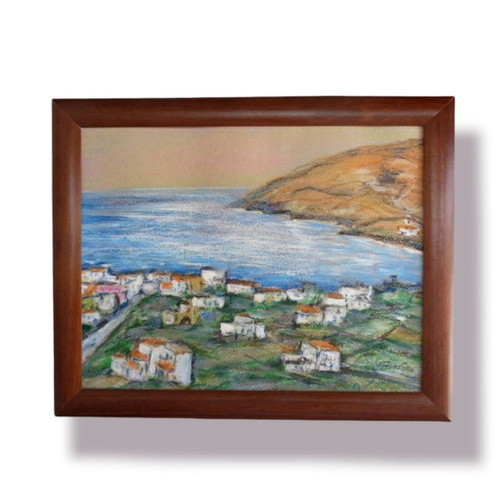 Pastel painting Andros 30×25 cm new