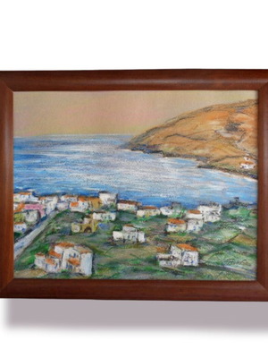 Pastel painting Andros 30×25 cm new