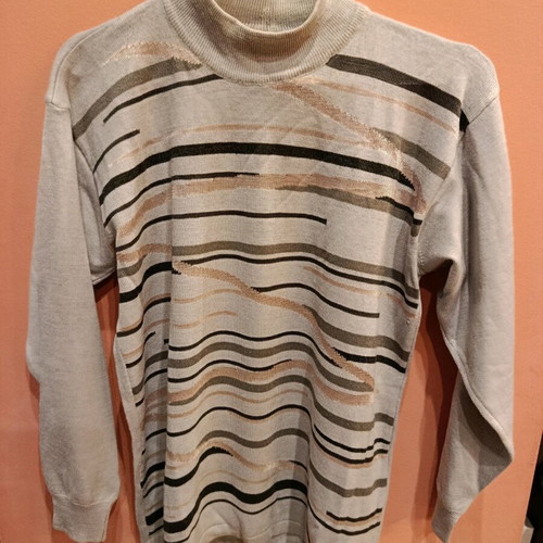 Long-sleeve turtleneck like new, Italian sweater gray multicolor