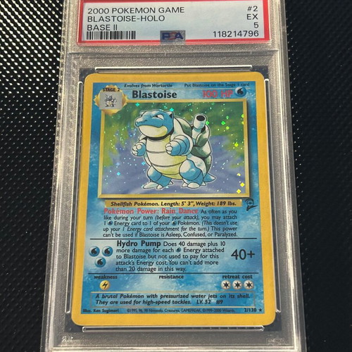 Pokémon Blastoise Base Set 2 card used, PSA 5