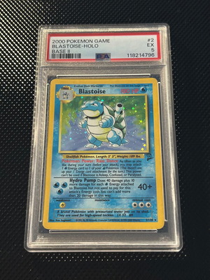 Pokémon Blastoise Base Set 2 card used, PSA 5