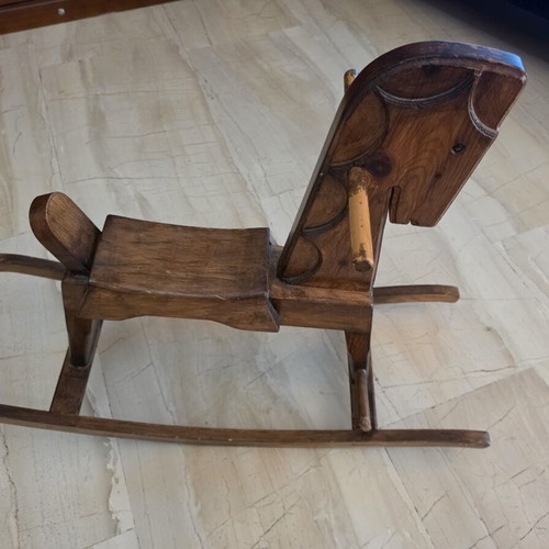 Wooden rocking horse vintage, used