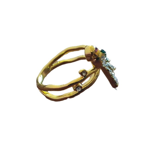 Ring with zircon bird new, gold color, metal with rhodium plating