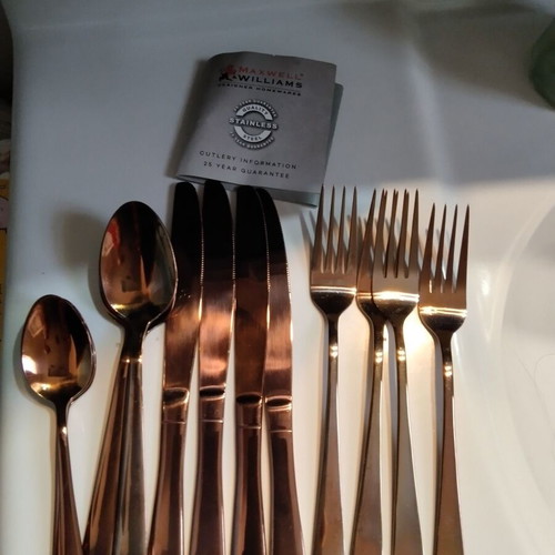 Maxwell Williams cutlery set used, 24 pieces copper color stainless steel
