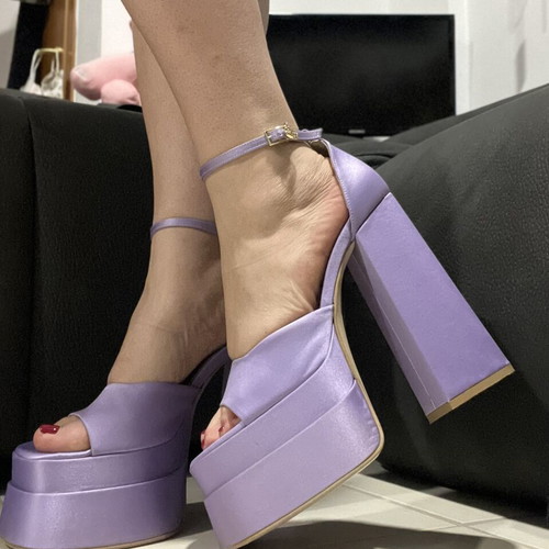 Tsakiris Mallas purple high heel shoes, size 40