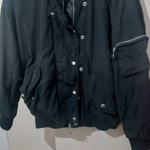 Women's bomber used, black, Pull and Bear
