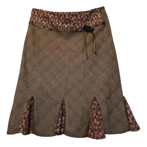 LM Lulu wool skirt with lace L like new, brown and pink