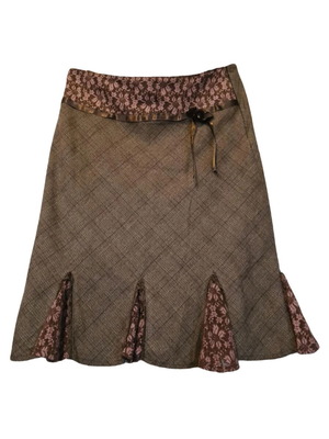 LM Lulu wool skirt with lace L like new, brown and pink
